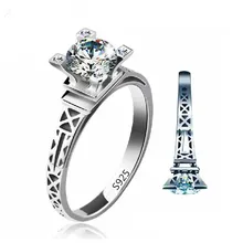 Torre Eiffel anillo oro blanco color CZ piedra joyería de boda barato Anillos para las mujeres vintage bijoux bague anillos Anel bb040