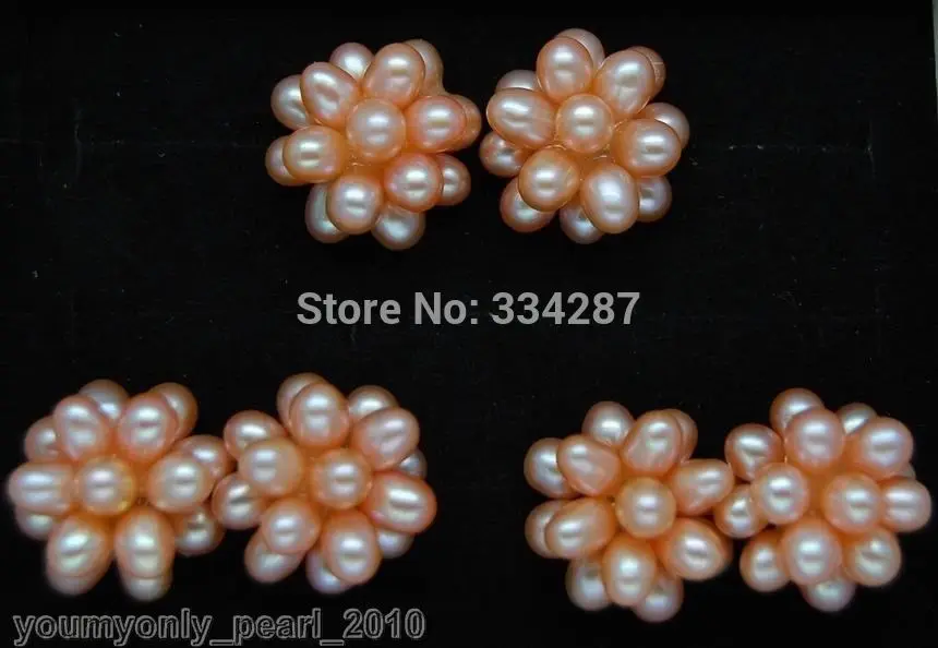 

FREE SHIPPING>>> Wholesale 3pair Fine 5x7mm AAA+ pink pearl earrings