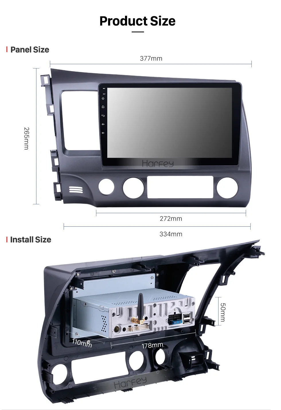 Clearance Harfey  8-core RAM 4G ROM 32G Android 8.0 Car Multimedia player GPS navigation for 2006-2011 Honda Civic LHD 10.1 inch Car radio 19