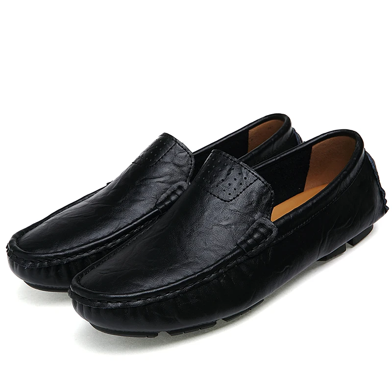 JKPUDUN/мужская кожаная обувь размера плюс г. Повседневная Летняя мужская обувь для вождения без шнуровки, дизайнерская обувь на плоской подошве дышащие мужские лоферы