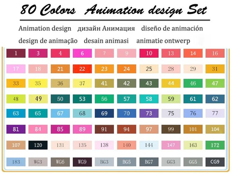 Touchnew 80 цветов Двойная голова эскиз Маркеры Ручка манга набор маркеров для живописи Канцелярские ручки для школы рисования - Цвет: 80 Animation set