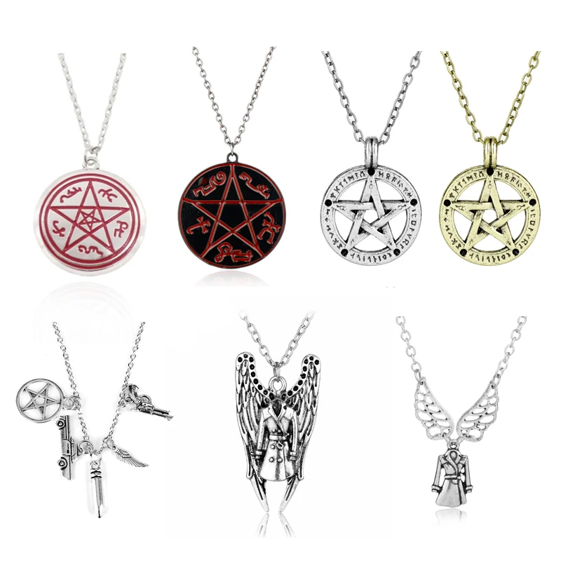 

TV Show Trinket Supernatural Necklace Men Women's Jewelry Charm Pendant Link Chain Necklaces Pentacle Pentagram Necklace