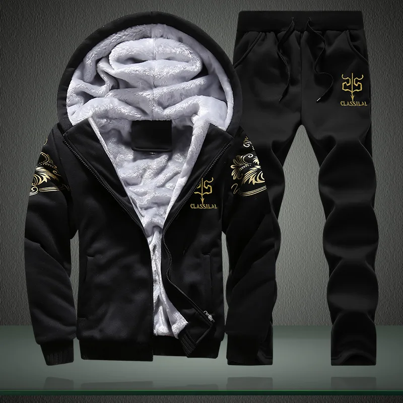 Sudaderas Blue dark Invierno Llega Hombres Con Para Y Negro Impreso Conjunto 2018 rojo De Sudadera Pantalones gris Chaqueta Capucha Hombre Engrosamiento Nuevo x6qH4Cw
