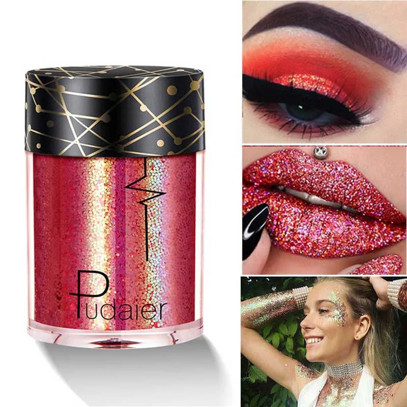 Pudaier Glitter Shimmer Powder Pigment Eyeshadow Highlighter Beauty Makeup Shiny Body Glow Festival Party Cosmetic 2