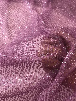 

Jolin-6868-1 glued glitter print african mesh tulle lace 5yards for evening dress