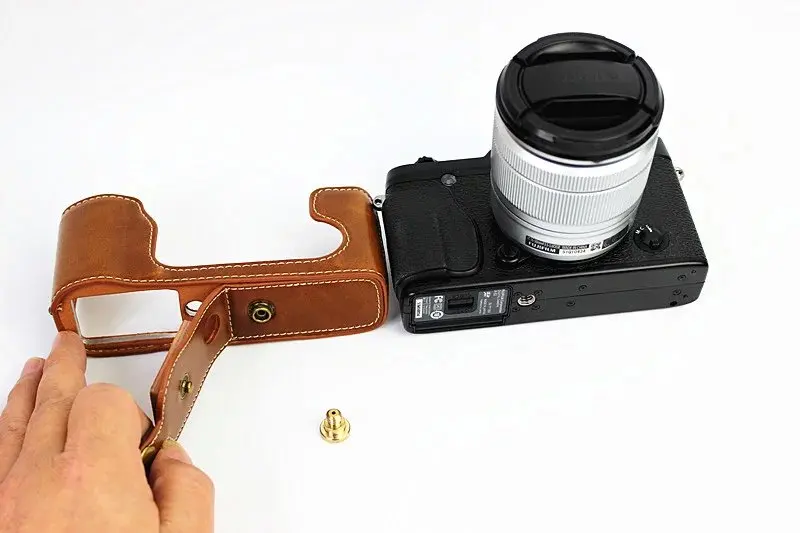Estuche carcasa para Fujifilm x-e1 x-e2 imitación cuero bolso Fuji negro cc1143a 