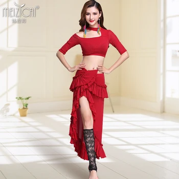 

New Belly Dance Costume belly dancing top+skirt suits for woman belly dance wear 4 colours M, L S1034 + Q3073