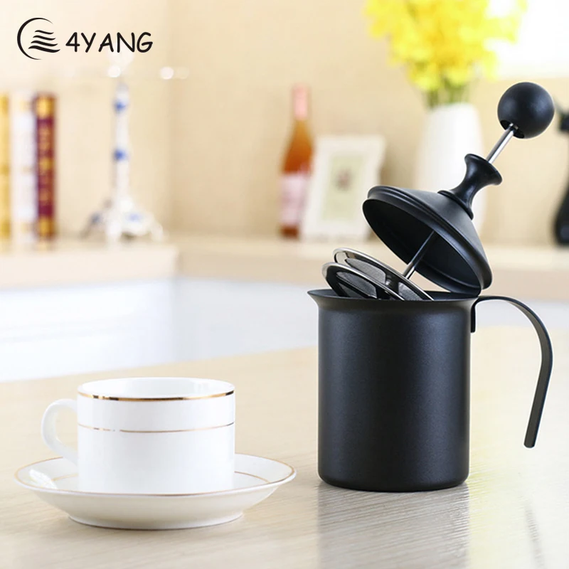 

4YANG Stainless Steel Milk Foaming Machine Handheld Fine Double Mesh Manual Milk Foam Maker Hand Pump Milk Foamer Coffee Latte