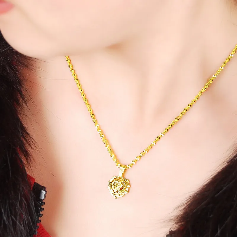 LJ& OMR женское ожерелье! 24k золотое ожерелье высшего качества ожерелье подвеска в форме сердца крутые Женские ювелирные аксессуары