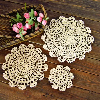 

5 pcs/lot MOST FREE SHIPPING Handmade Vintage Coasters Crochet Hollow ROUND LACE Desk Mat SEWING Accessories Drink Pad WHOLESALE