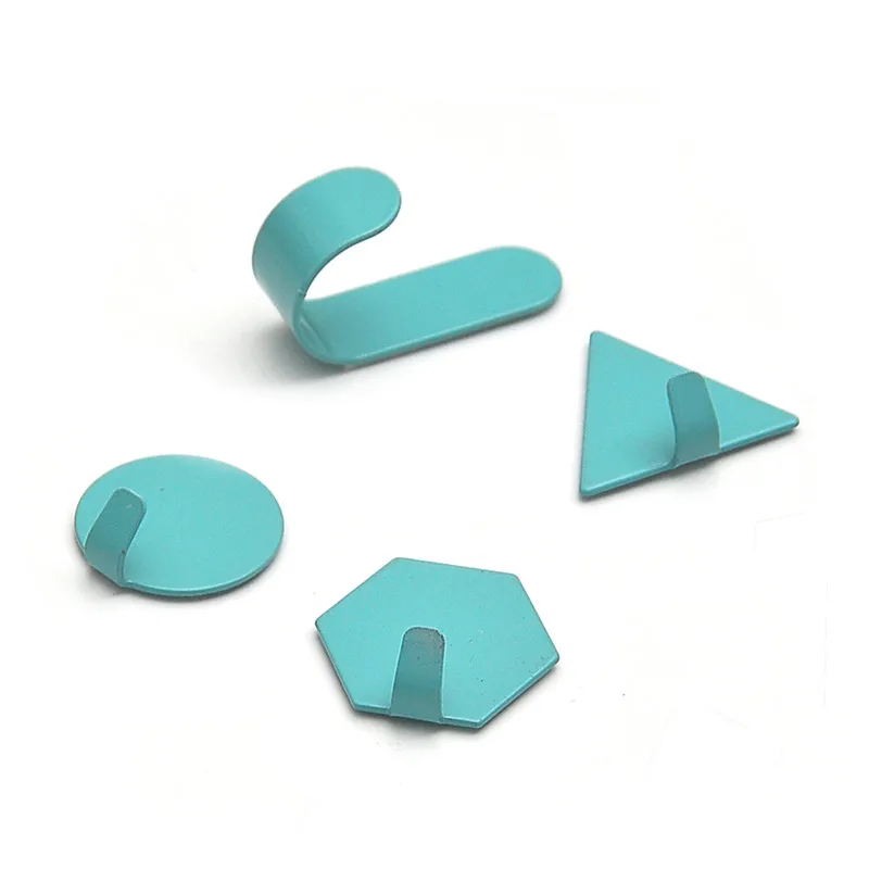 4 шт. минималистичный декоративный крючок геометрический Мини-крючок самоклеющийся оцинкованный стальной настенный крючок для ключей для хранения мелочей подвесной крючок - Цвет: Синий