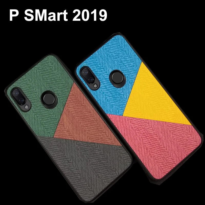 

Fundas For Huawei P SMart 2019 Case Cloth stitching back phone Case PSMart 2019 Protection Cover P SMart 2019 Fabric coque bags