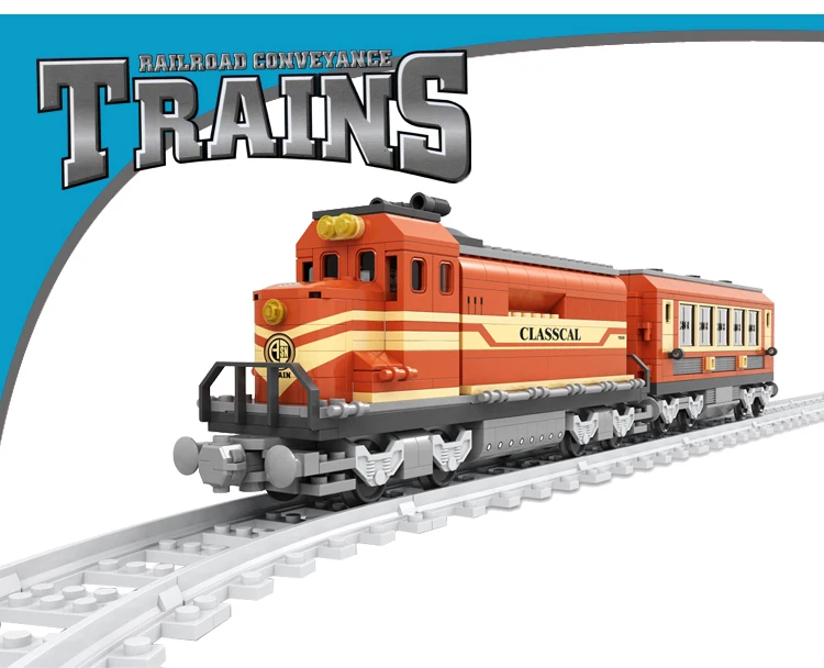 

Model building kits compatible with lego city ancient Trains rails traffic 3D blocks Educational model building toys hobbies