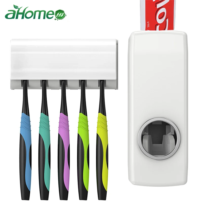 

Tooth Paste Squeezer Dispenser with Toothbrush Holder Bathroom Products Automatic Set Tooth Brush Accessories Toothbrush Holder