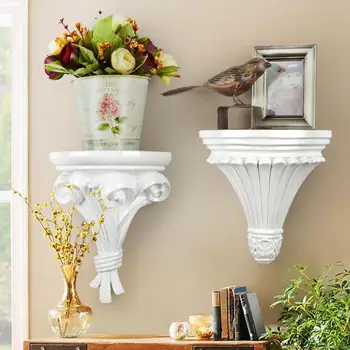 

European Home Decorative Wall Hanging Resin Shelf Vase 3D Wall Rack Holder Livingroom Mural Decor Crafts Bathroom Shelf Storage