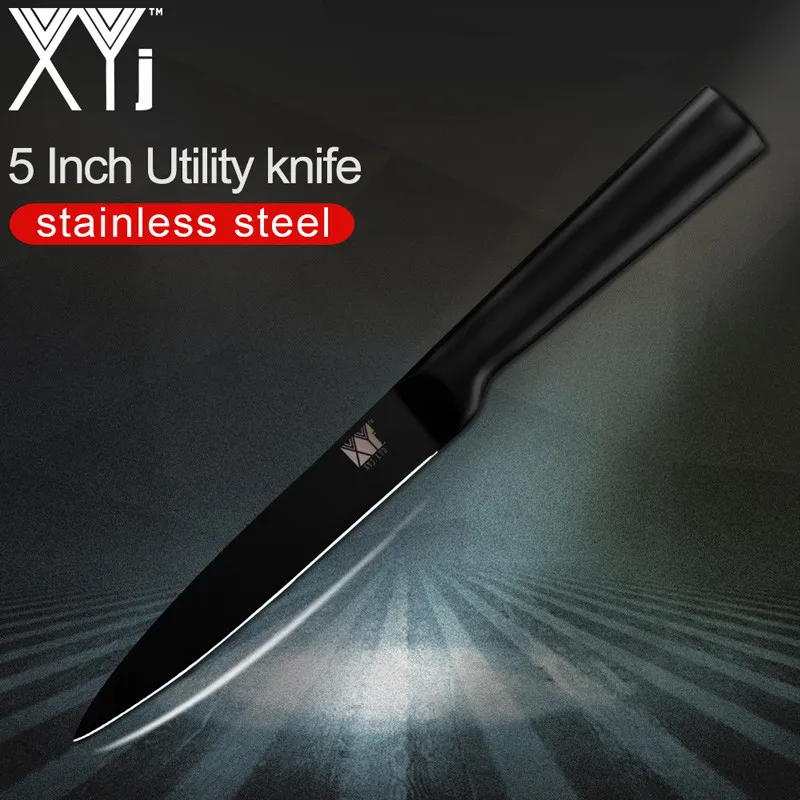 XYj 4 шт. нескользящий набор ножей из нержавеющей стали 7 ''Santoku 6,5'' разделочный 5 ''универсальный нож инструменты для приготовления мяса рыбы - Цвет: 5 inch Utility Knife