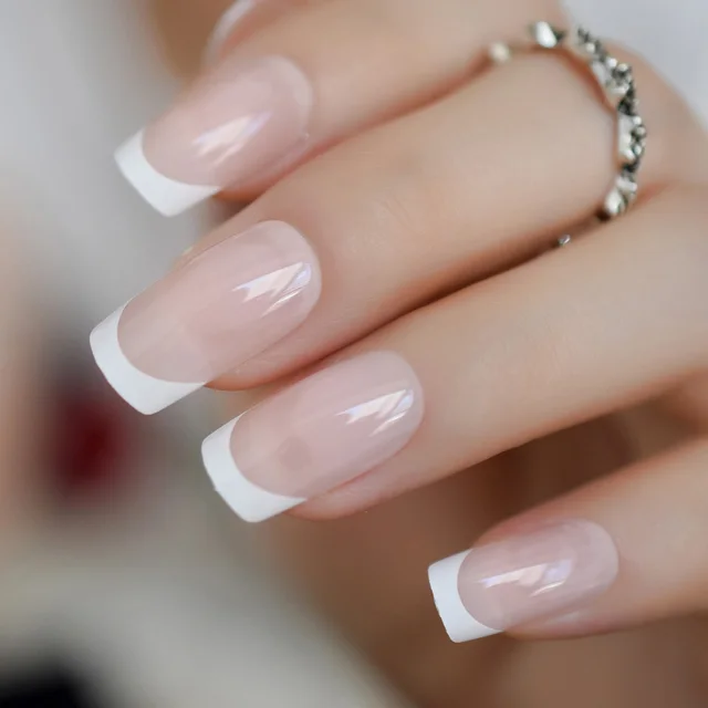 Beige Gradient French Manicure Tips Gorgeous and Classy Natural Fake