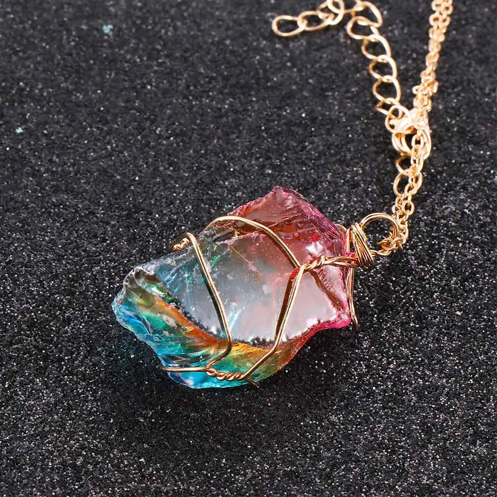 

Charm Natural Origin Stone Pendant Crystal Choker Necklace Beauty Women Nature Stone Alloy Chain Collar Necklace Jewelry