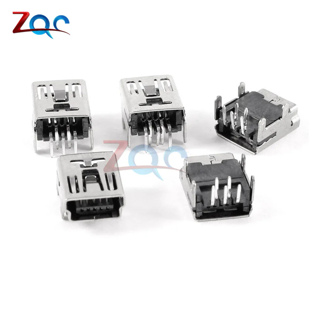 

20Pcs Mini USB Type B 5-Pin Female Socket Right Angle DIP Jack Connector
