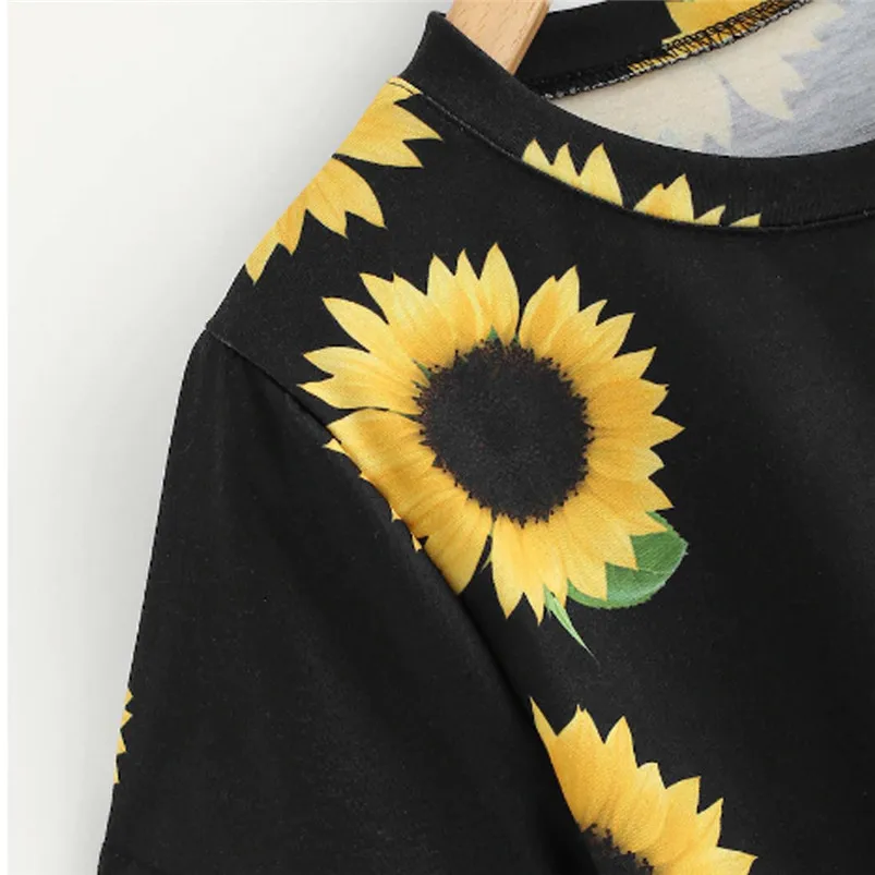 Daliy Cothes Women Girls Short Sleeve Sunflower Print Tops Summer Women Summer T Shirt Soft Clothing Lovely Tops 40MA12 (1)