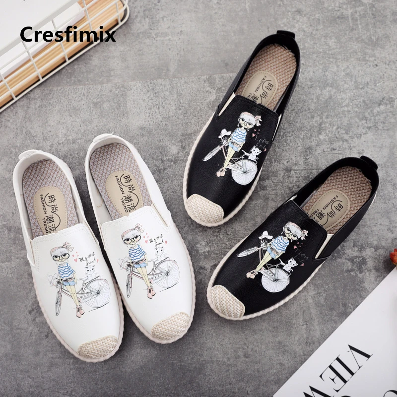 Парусиновая обувь Cresfimix sapatos femininas женские милые Белые слипоны летние лоферы с