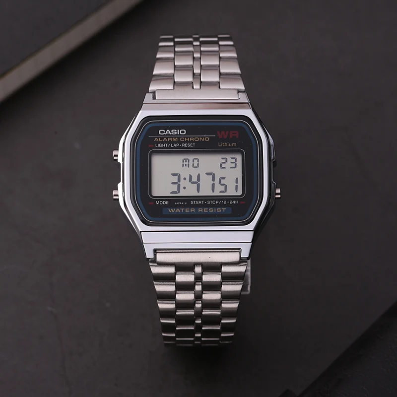 Casio Watch Simple Retro Silver Steel Belt Men's Electronic Watch Digital  Clock A159wa-n1 - Digital Wristwatches - AliExpress