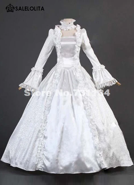 

White Brocade Lace 17th 18th Century Renaissance Victorian Dress Costume Vintage Gothic Victorian Ball Gown For Halloween