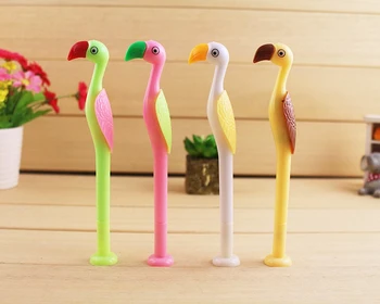 

48 pcs Gel Pens Cartoon Flamingo black colored kawaii gift gel-ink pens pens for writing Cute stationery office school supplies