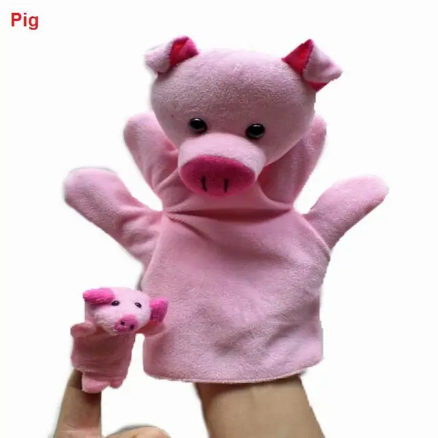 1set Funny Hand Puppets and Finger Puppet For Kids Plush Hand Puppets