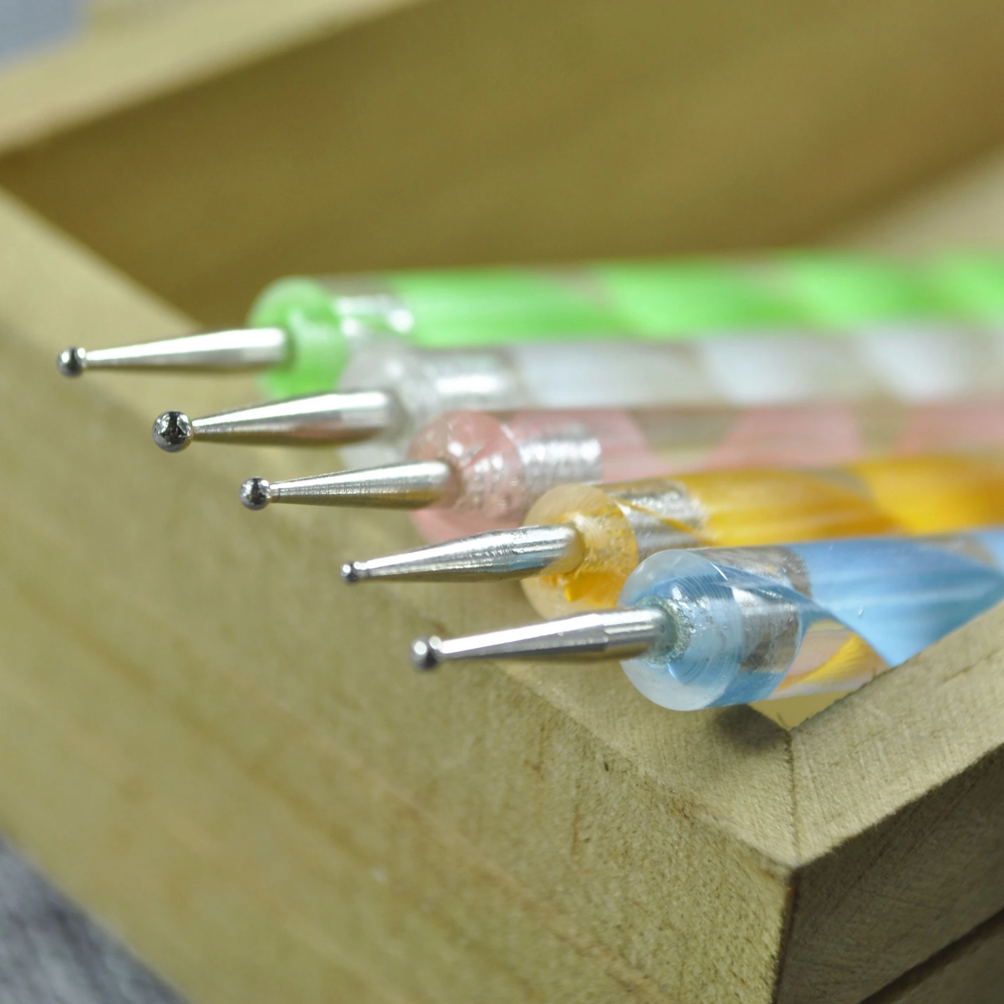 2016 New 5Pcs/Set Two Way Stainless Steel Marbleizing Dotting Tool