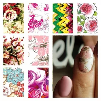 YZWLE 1 Sheet Optional Full Cover Flower Designs Nail Stickers Water Transfer Stickers For Nails Salon