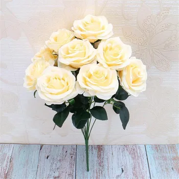 

Fake Autumn Rose Bunch (10heads/piece) Simulation Dutch Rose for Wedding Home Showcase Decorative Artificial Flowers