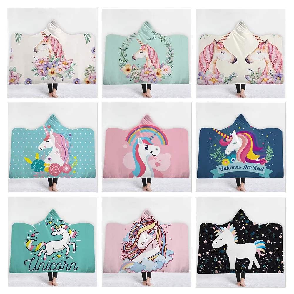 

WAZIR 3D Unicorn Hooded Woolen blanket Cloak throw blanket unicorn Christmas gift for kids Cashmere Blanket throw blanket deken