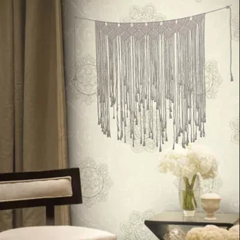 

Bohemian Knitted Rope Woven Tassel Wall Hanging Cotton Handmade Tapestry Wedding Backdrop Home Decoration 100x115CM