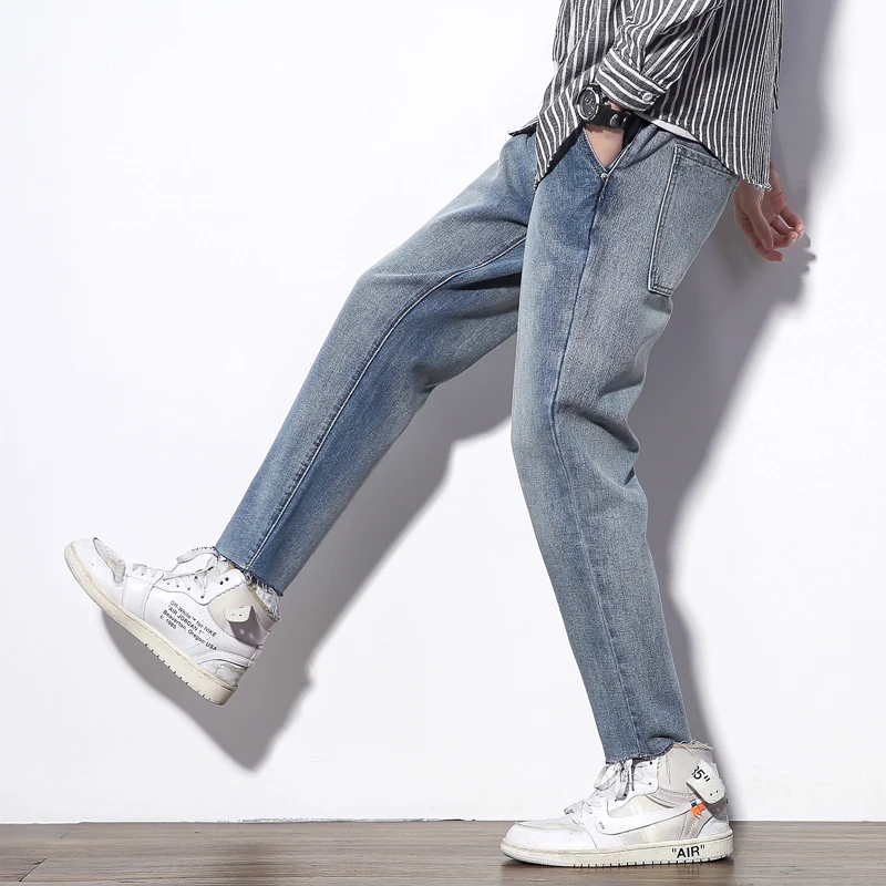 Light Blue Jeans Men 2019 Spring Modis Mens Jeans Brand New Streetwear Loose Denim Pants Men Ankle Length Jeans Homme 5xl M Hot Buy Inexpensively In The Online Store With Delivery Price