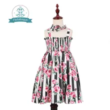 Платья для маленьких девочек с повязкой на голову; коллекция года; брендовые летние костюмы принцессы с цветочным принтом для детей; Одежда для девочек; вечерние платья