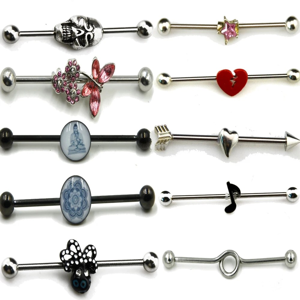 

1Pcs Surgical Steel New Different Design Ear Industrial Barbell Ring Piercing Scaffold Bar Jewelry