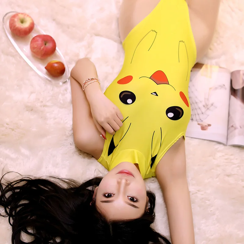 

Bathing Suits Woman 2019 Pikachu Swimsuit Push Up Bikini One Piece Swimwear Women High Waist Bikiny