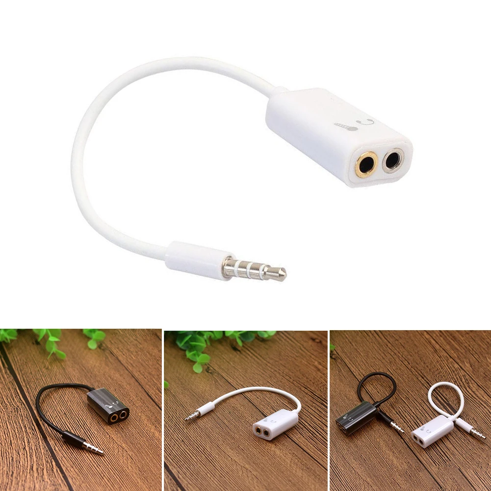 

2 IN 1 PC Connection 3.5mm Audio Cable Portable Durable Splitter Earphone Microphone Output Adapter
