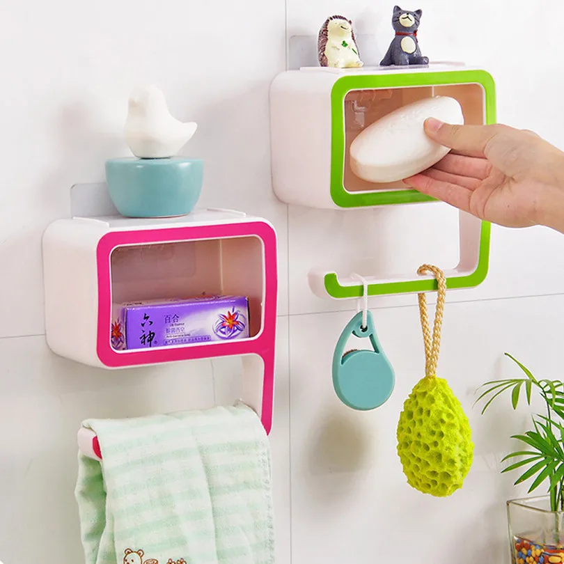 المنزل تخزين الحمام منشفة حامل عدد 9 على شكل البلاستيك الصابون مستحضرات التجميل تخزين الرف رف جدار حمام المنظم