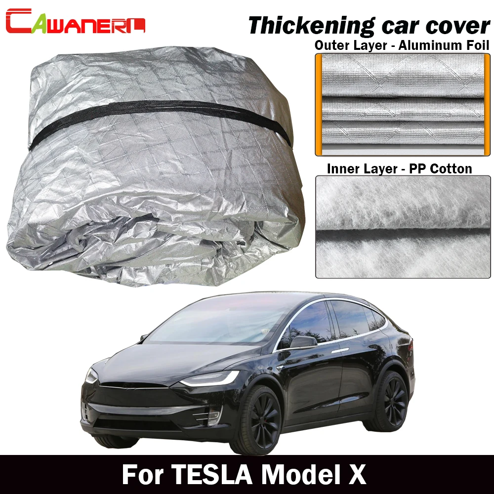Us 9179 49 Offcawanerl Three Layer Cotton Car Cover Waterproof Outdoor Sun Shade Rain Hail Snow Protection Auto Cover For Tesla Model X In Car