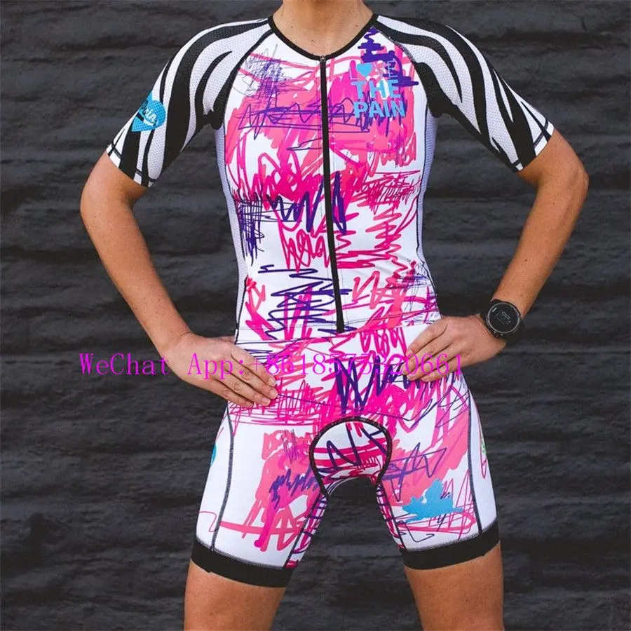 

Triathlon Love the pain Cycling Jersey set Quick Dry Cycling Skinsuit Bike Jersey Skin suit Clothe For Swimming Running Riding
