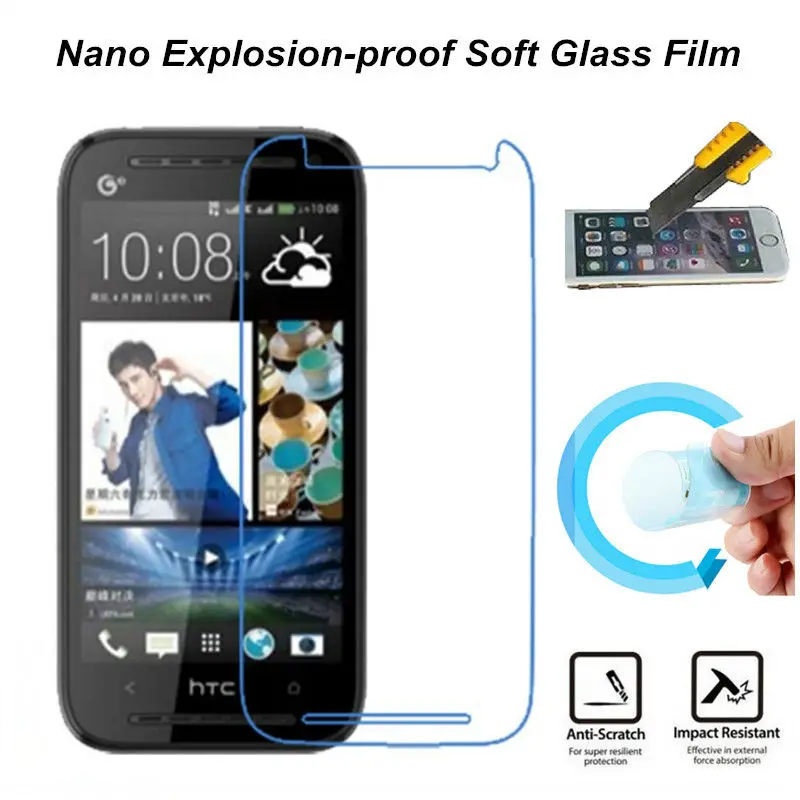 Ultra clear нано взрывозащищенные мягкий стекло-экран протектор фильм для htc desire 608 t
