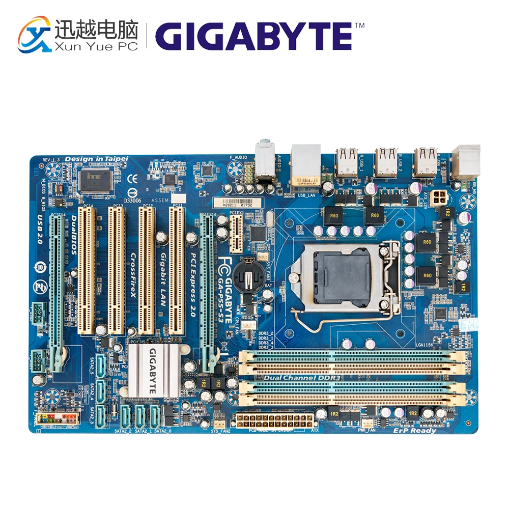 

Gigabyte GA-P55-S3 Desktop Motherboard P55-S3 P55 LGA 1156 i3 i5 i7 DDR3 16G ATX