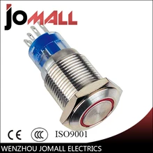 GQ16F-11EZ 16mm 1NO 1NC Latching LED light Ring Lamp type metal push button switch with flat round GQ16F-11EZ 16mm 1NO 1NC Latching LED light Ring Lamp type metal push button switch with flat round