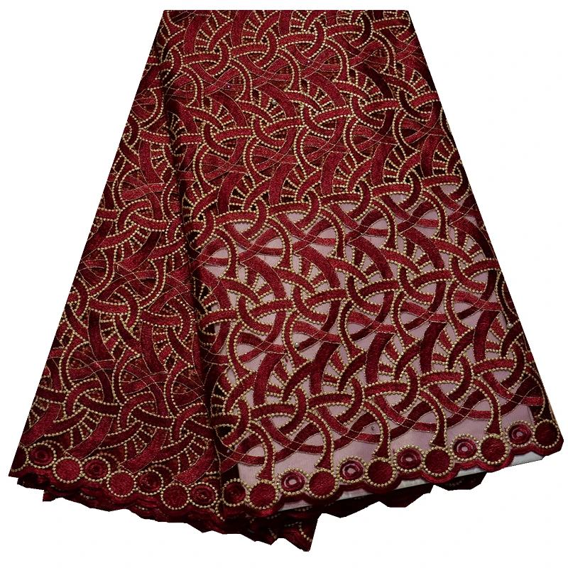 Wine Color French Lace fabric Fashionable Tulle Lace Fabric Embroidered