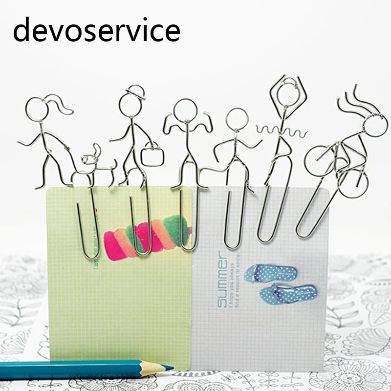 

6PCS/LOT Metal Man Shape Paper Clips Funny Silvery Kawaii Sports Bookmark Office School Stationery Marking Clips