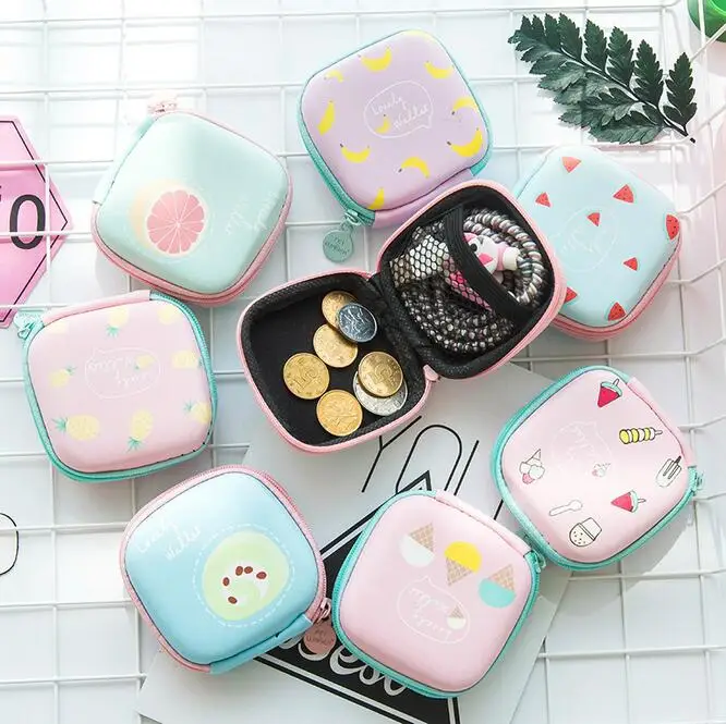 

Cartoon fruit printing Earphone Wire Storage Box Zipper Protective Data Line Box SN-25