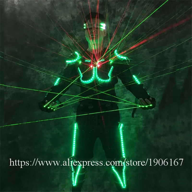 Cool RGB LED Armor Light Up Jackets Laser Costume With Glasses Laser