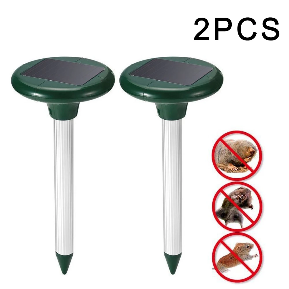 

2pcs/set Solar Mole Repeller Repel Voles Gopher Mice and Rats Rodent Sonic Repeller Pest Control Garden Accessories